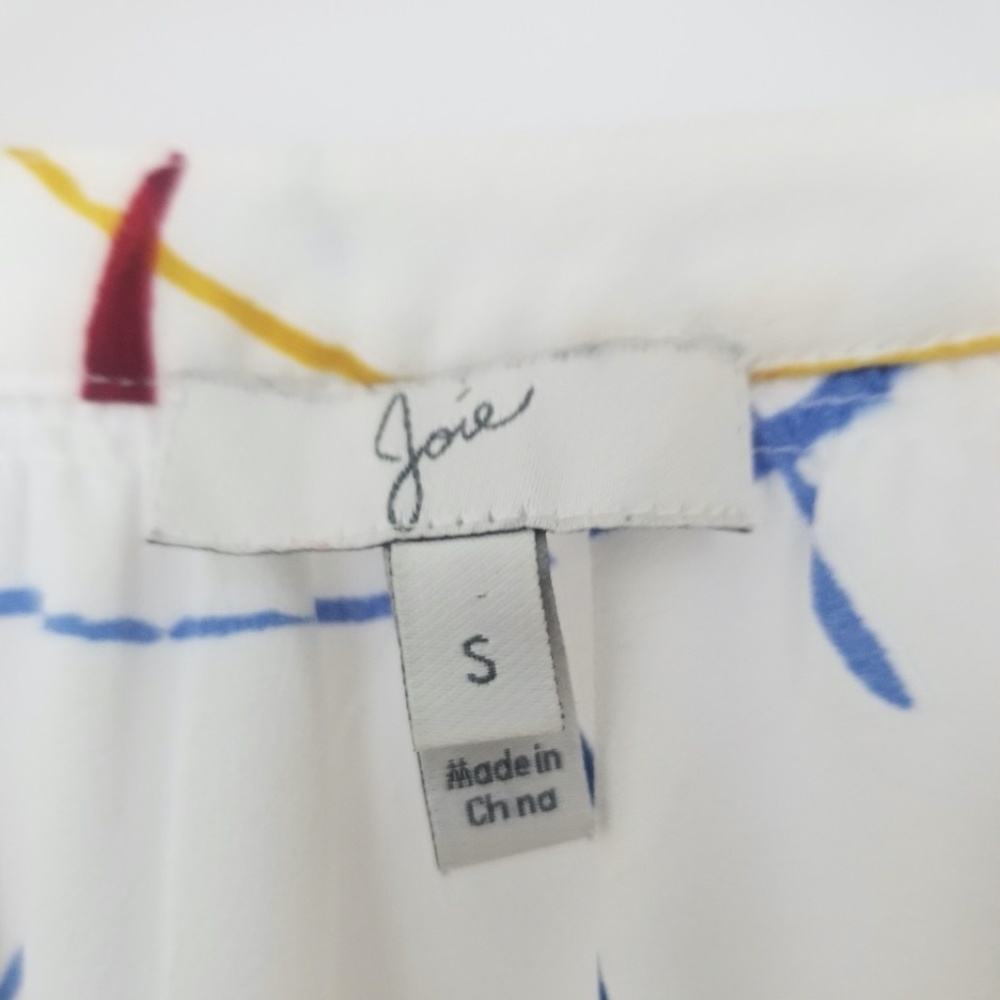 Joie White Blouse With Multi-Color Pattern Size S… - image 2